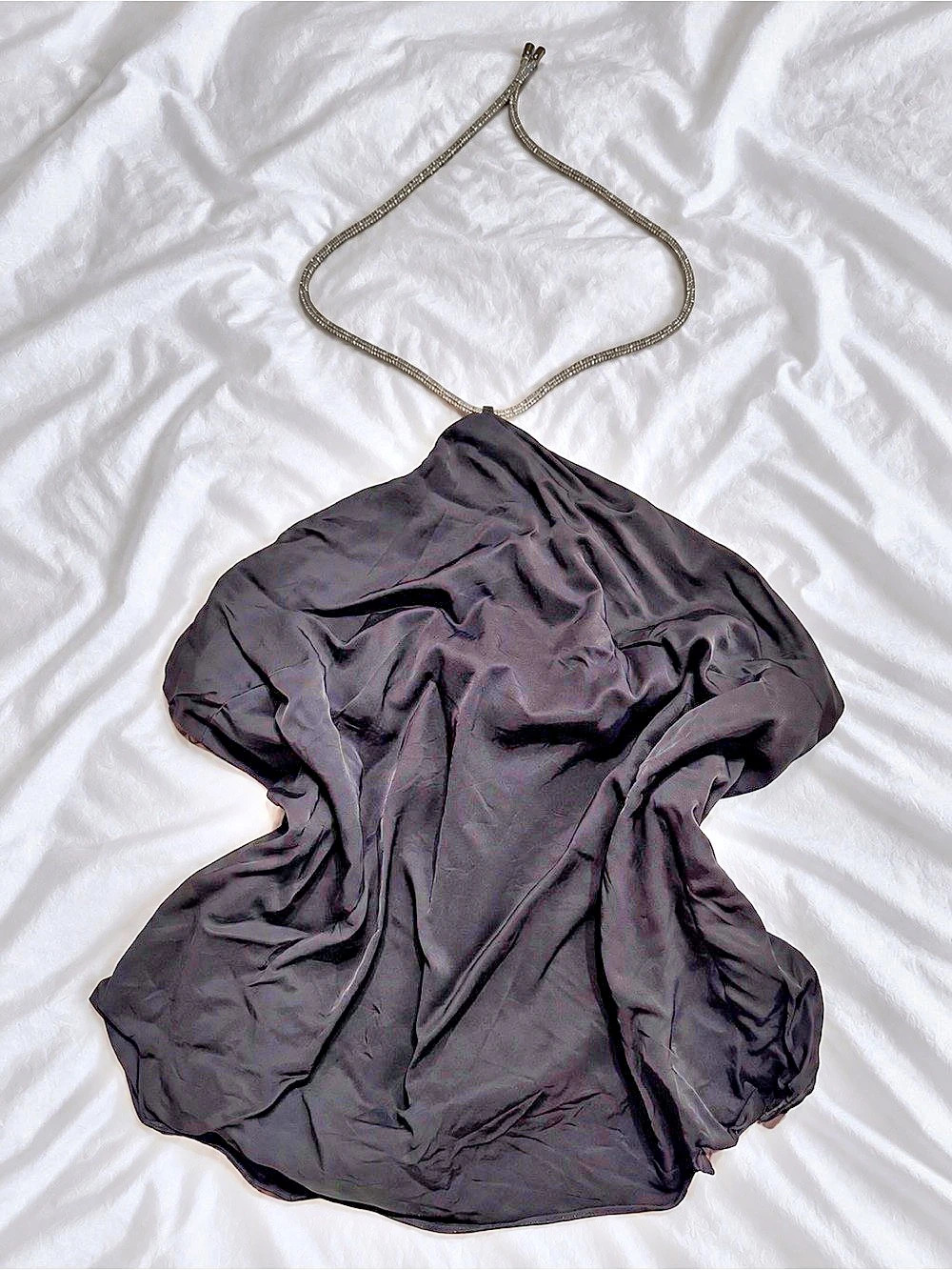 H&Medium Rhinestone-strap halterneck top Black Medium